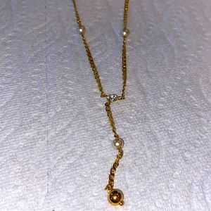 Vintage Majorica 4mm Pearl and cubic zirconia Gold Plated silver 18” Necklace